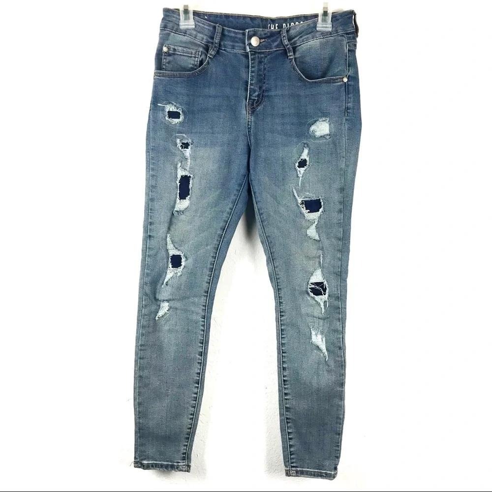 The Ripped Skinny Distressed Jeans Blue Size 6 Womens Denim Grunge Y2K